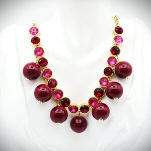 KATE SPADE Gold Plated Resin & Mix Pink Crystals Necklace